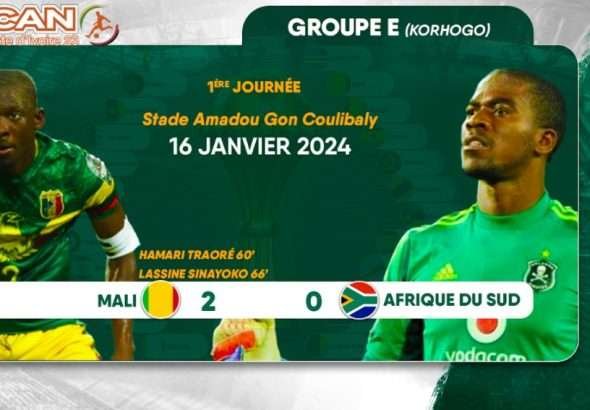 Can 2024 le 16 janvier 2024 Jour 1 Mali 2 - 0 Afrique du Sud